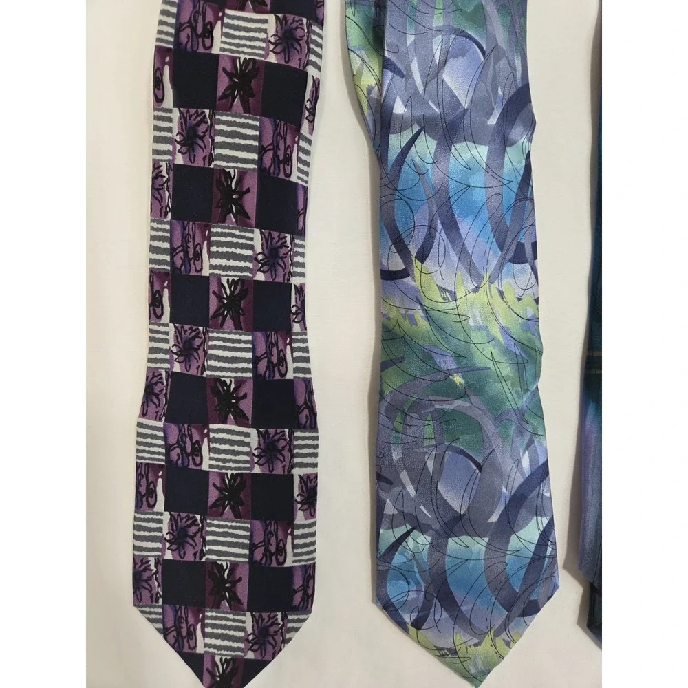 J Garcia Purple Tie Lot of 3 Tree Collection